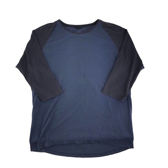 Theory Mens Size XL Contrast Raglan Tee Shirt 3/4 Sleeve Pullover Round Neckline - Picture 1 of 4